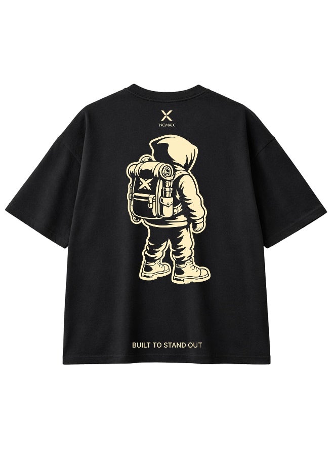 NOMAiX Space Ninja T-Shirt │ Hooded Figure Back Print │ Expat Streetwear │ Oversized Fit │ Made in UAE - Image 1