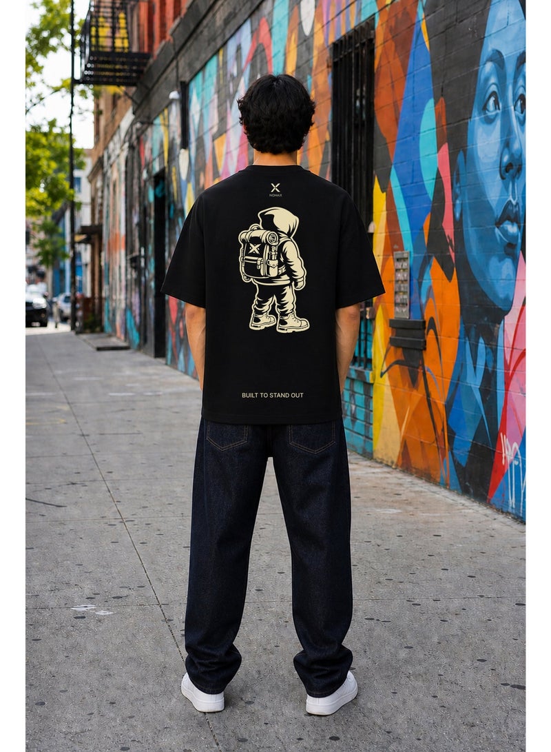NOMAiX Space Ninja T-Shirt │ Hooded Figure Back Print │ Expat Streetwear │ Oversized Fit │ Made in UAE - Image 2