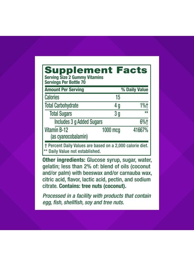 Vitafusion vitafusion Vitamin B12 Gummy Vitamins for Energy Metabolism Support, Natural Raspberry Flavored, America's Number 1 Gummy Vitamin Brand, 70 Day Supply, 140 Count  - Image 4