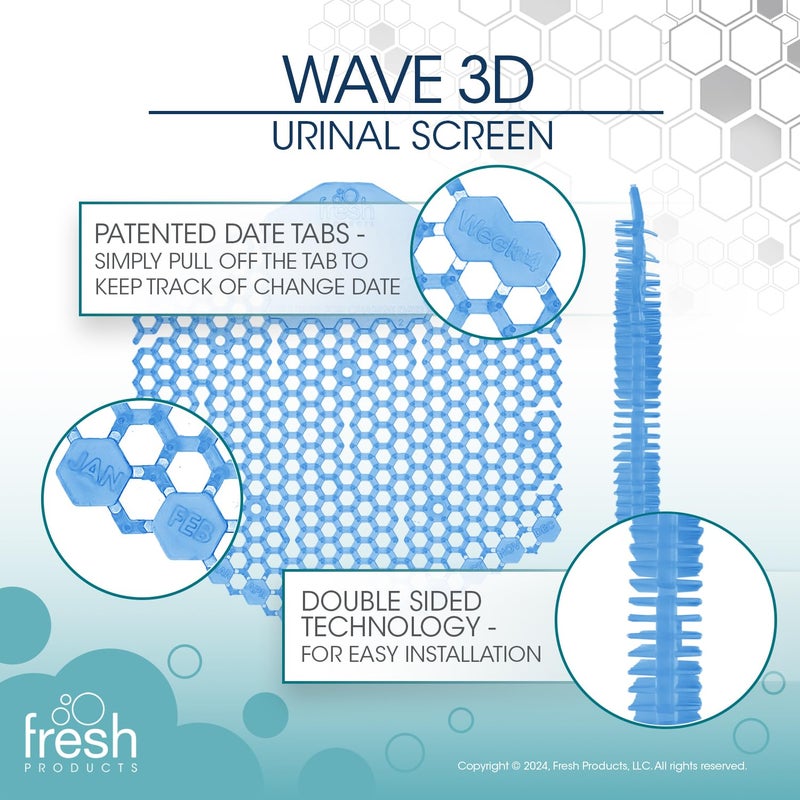 Fresh Products Wave 3D Urinal Screen Virtually Eliminates Urine Splash 30 Day Use Easy Installation Beneficial Bacteria Consistent Fragrance Made in the USA 10pk Urinal Screens Cotton Blossom - Image 5