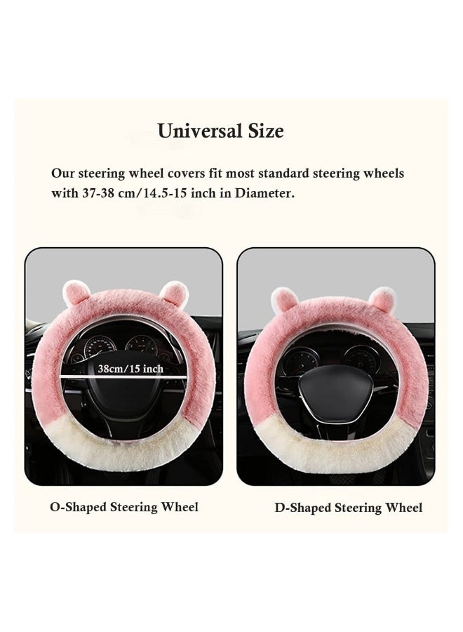 Generic Fluffy Steering Wheel Cover for Women, Winter Fashion Wool Fur Soft Furry Steering Wheel Covers Fuzzy Warm Plush Non-Slip Car Decoration Universal 15 Inch, Fit for O D Shaped Steering Wheel - Image 2