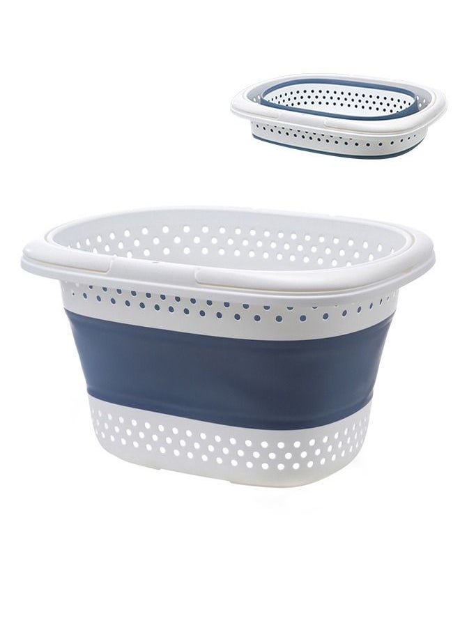 HomarKet - Blue Laundry Hamper, Collapsible Handled Plastic Laundry Basket, Foldable Pop-Up Storage Container/Organizer - Image 1