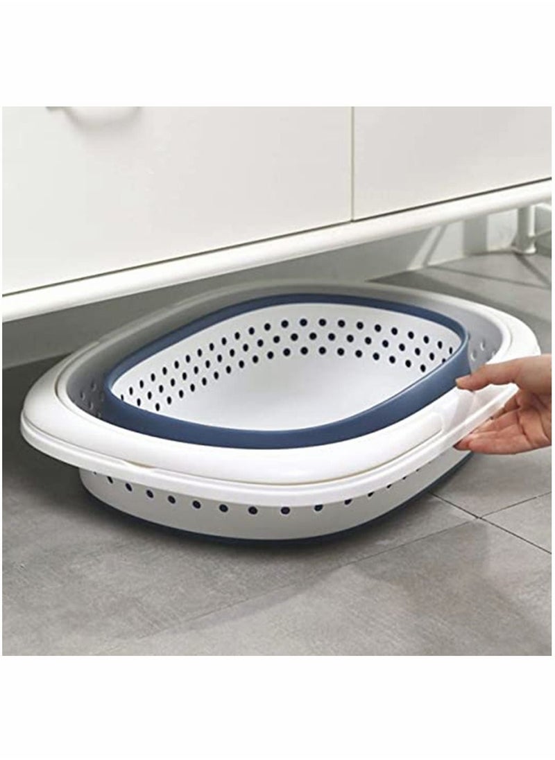 HomarKet - Blue Laundry Hamper, Collapsible Handled Plastic Laundry Basket, Foldable Pop-Up Storage Container/Organizer - Image 1
