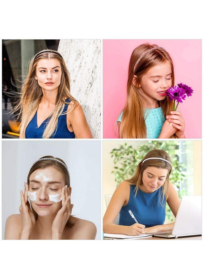 El Regalo 2PCs Rhinestone Hair Bands for Kids/Girls/Teens/Women | Tiara Bridal Headpieces | Crystal Headband Fine Glitter Crystal Hairband Rhinestone Headband (Golden & Silver) - Image 2