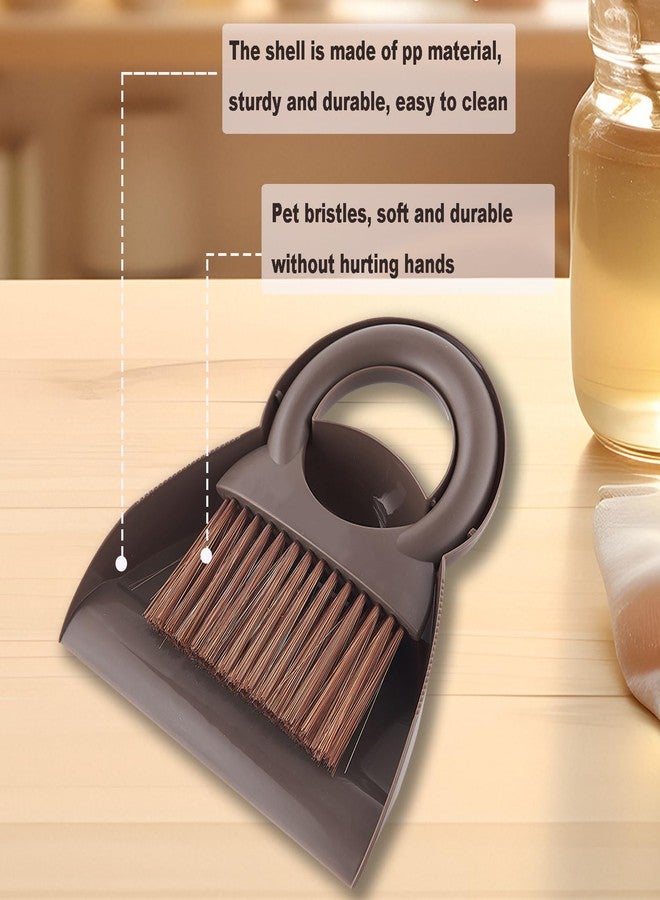 BSMstone Round Handle Brush and Dustpan Set Small Broom & Dustpan Portable Handheld Sweeper for Desktop Sofa Floor Pet Nest (Coffee) - Image 3
