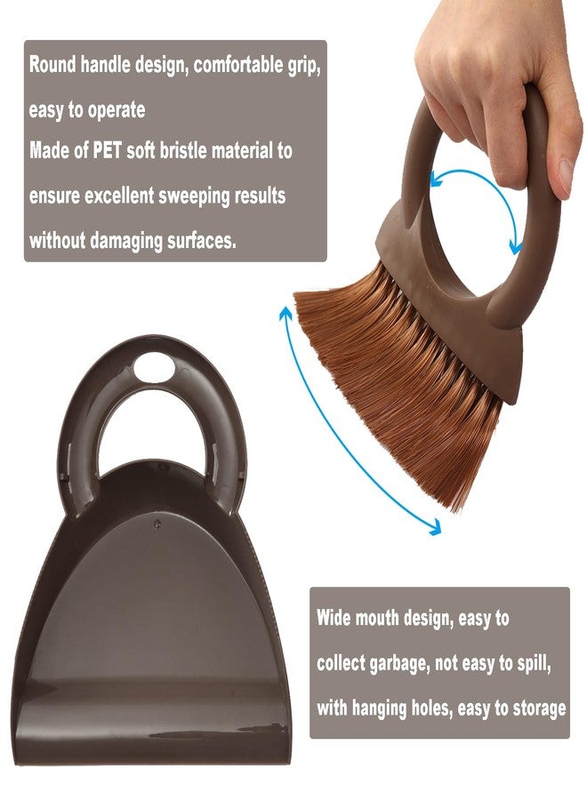 BSMstone Round Handle Brush and Dustpan Set Small Broom & Dustpan Portable Handheld Sweeper for Desktop Sofa Floor Pet Nest (Coffee) - Image 4
