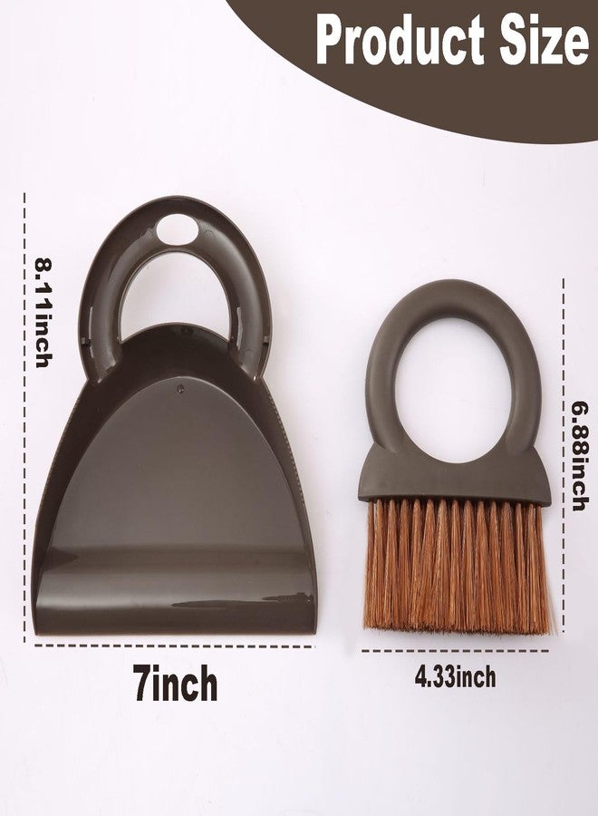 BSMstone Round Handle Brush and Dustpan Set Small Broom & Dustpan Portable Handheld Sweeper for Desktop Sofa Floor Pet Nest (Coffee) - Image 5