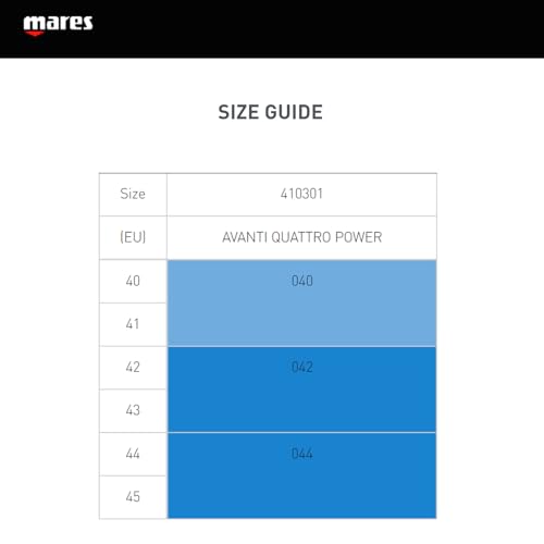 Mares زعانف السباحة الكاملة للبالغين من مايرز أفانتي كواترو باور - زعانف مرنة مقاومة للتآكل للسباحة والغوص والغطس والسنوركلينغ، 40 - Image 3