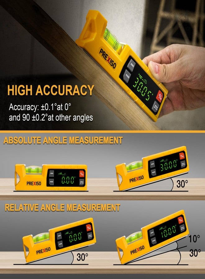 PREXISO Digital Level & Digital Protractor, 7 inch Angle Finder 0-90° & 0-180° Range, Electronic Bubble Inclinometer with Magnetic V-Groove & Audio Indicator for Woodwork, Saw & Home Drainage Leveling - Image 4
