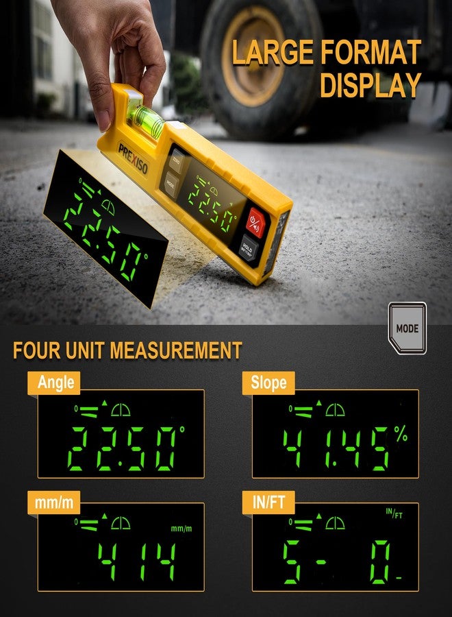 PREXISO Digital Level & Digital Protractor, 7 inch Angle Finder 0-90° & 0-180° Range, Electronic Bubble Inclinometer with Magnetic V-Groove & Audio Indicator for Woodwork, Saw & Home Drainage Leveling - Image 5