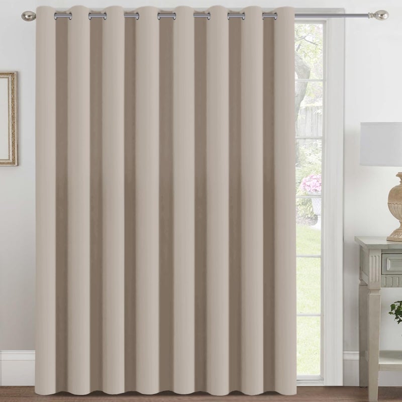 H.VERSAILTEX Blackout Patio Curtains 100 x 108 Inches for Sliding Door Extral Wide Blackout Curtain Panels Thermal Insulated Room Divider - Grommet Top  9' Tall by 8.5' Wide - Fog - Image 1