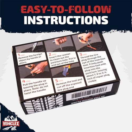 Vehiclex Flat Tire Repair Plugs - 30pcs Heavy Duty Plug and Patch Kit for Emergency Repairs, Black - Image 5
