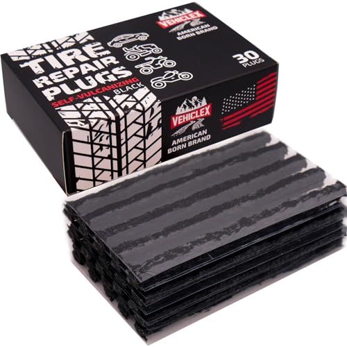 Vehiclex Flat Tire Repair Plugs - 30pcs Heavy Duty Plug and Patch Kit for Emergency Repairs, Black - Image 1