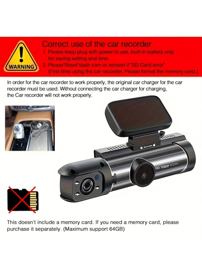 2024 hot models recommend car driving recorder high-definition night vision 1080P car 360-degree dual mirrors in front of the car - Image 3