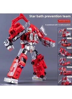 Generic Yuexing Sea, Land And Air Deformation Robot Seven-in-one Aircraft Tank King Kong Can Be Assembled With Children's Boy Toys-Color:(alloy Version) Yuexing Fire Transformation Team 6-in-1 Robot [high-end Gift Box]  - Image 1