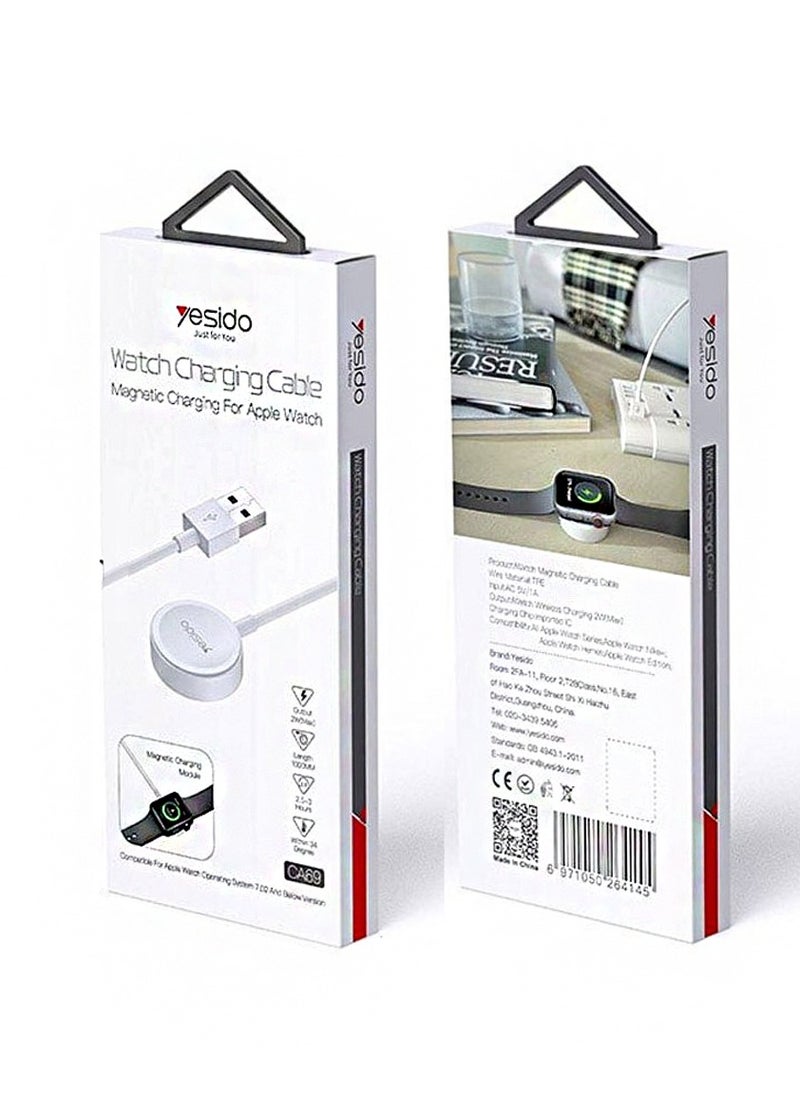 Watch Cable Wireless Magnetic Charging For Apple Series CA69 (Input: AC 5V/1A Output: 2W Max) White