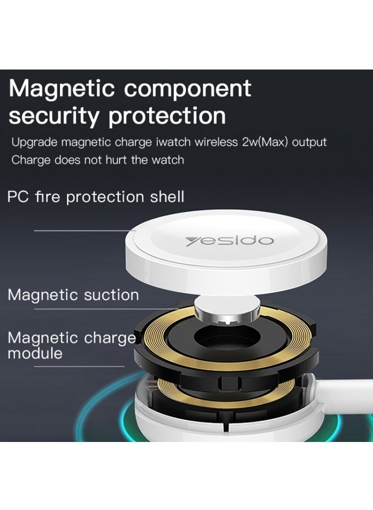Watch Cable Wireless Magnetic Charging For Apple Series CA69 (Input: AC 5V/1A Output: 2W Max) White