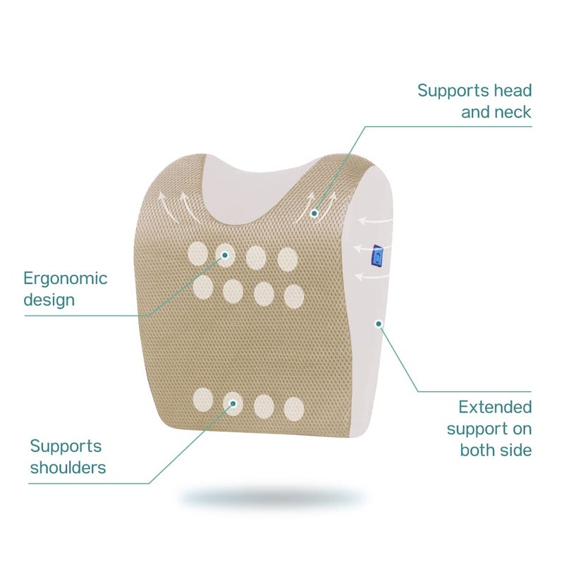 Back Good Car Neck Rest Pillow | 5-Year Warranty | Premium Ortho Designed Memory Foam Neck Support Cushion | Ergonomic Neck & Shoulder Support | Neck & Cervical Pain Relief, Car Seat (Beige) - Image 3