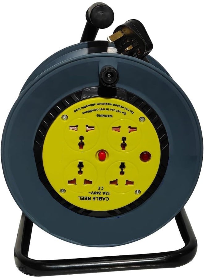 melfi Melfi Heavy Duty Outdoor Extension Lead Reel With 4 Sockets, Thermal Cut-Out Protection, And Winding Handle  Ideal For Garden, Lawn Mower, And Office Use, 13A Fused Uk Plug (50 Meter)  - Image 1
