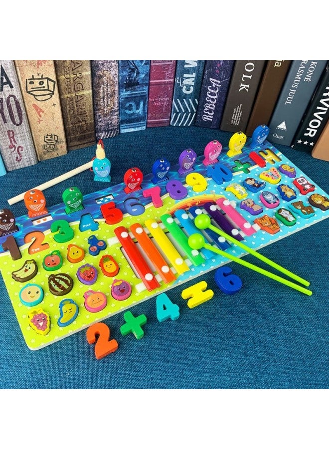 Hot-selling Children's Toys Digital Puzzle Building Blocks Assembled Early Education Educational Boys' And Girls' Baby Fishing Logarithmic Board-Color:Five-in-one Logarithmic Board For Fishing - Image 1