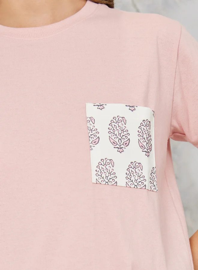 Styli Styli Aztec Print Pocket Short Sleeves T-Shirt and Pyjama Set