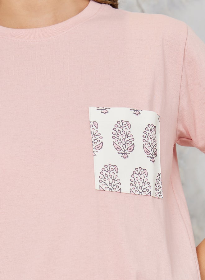 Styli Styli Aztec Print Pocket Short Sleeves T-Shirt and Pyjama Set  - Image 3