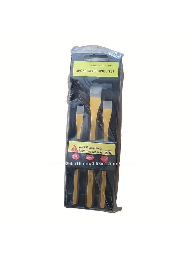 3 Piece Metal Chisel Set with Hammer Trowel No Electricity Masonry Construction Tools - Image 1