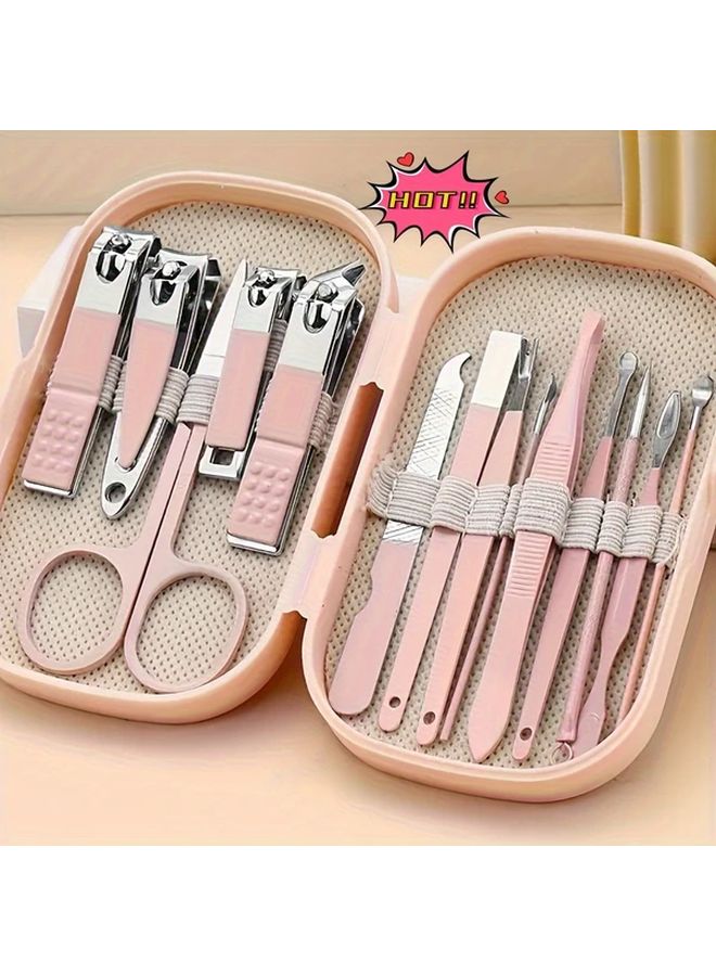 Green 14pcs Stainless Steel Nail And Foot Care Tools Set With Portable Storage Box - Image 2