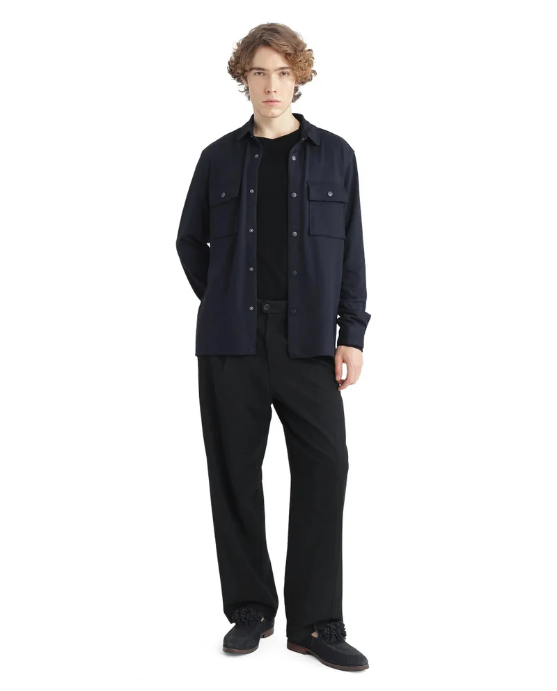 Rare Rabbit Men's Solid Rayon Button Down Shacket