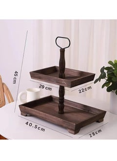 Cozy Nest Wooden 2-Tier Cupcake Stand, Rustic Pastry Holder Farmhouse Style Serving Tray Elegant Tiered Tray for Desserts Cakes Parties Celebrations & Special Occasions Dark Brown  - Image 3