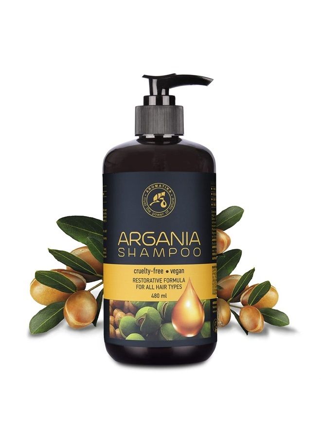 Aromatika Argan Oil Shampoo 16.2 Fl Oz - Natural Argan Oil & Herbal Extracts for All Hair Types - Restorative Formula - Hair Care - Image 2