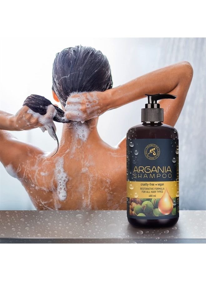 Aromatika Argan Oil Shampoo 16.2 Fl Oz - Natural Argan Oil & Herbal Extracts for All Hair Types - Restorative Formula - Hair Care - Image 5