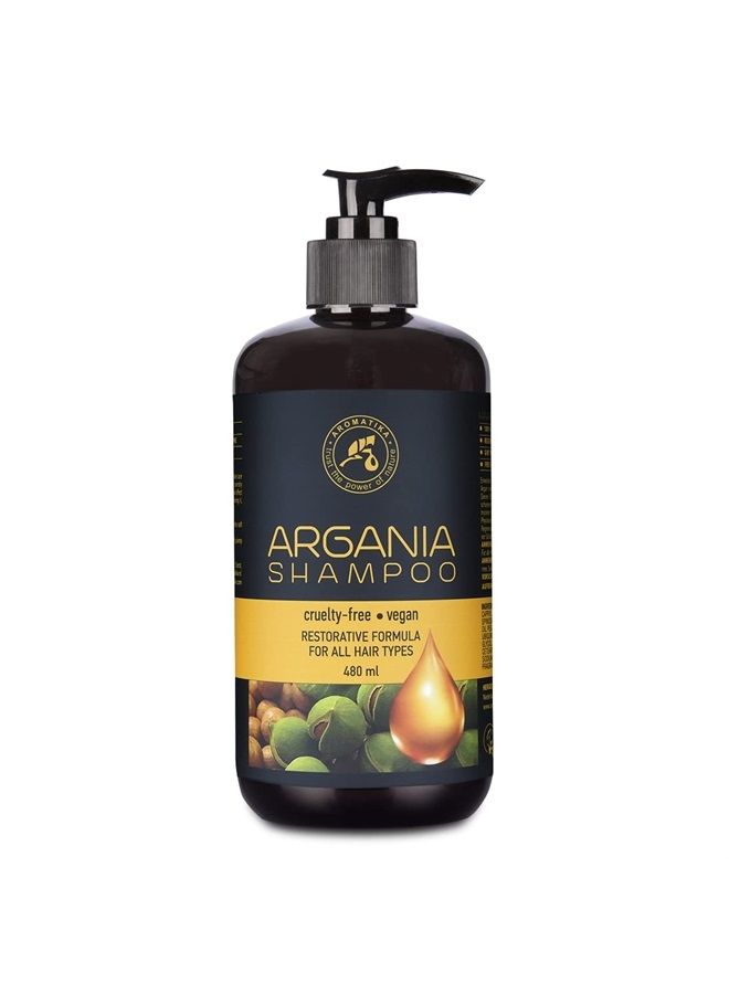 Aromatika Argan Oil Shampoo 16.2 Fl Oz - Natural Argan Oil & Herbal Extracts for All Hair Types - Restorative Formula - Hair Care - Image 1