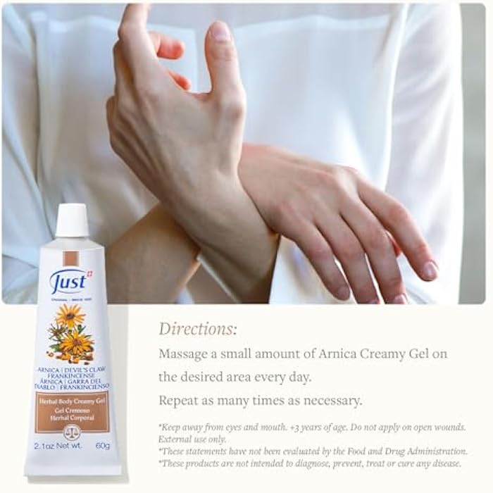 SwissJust Swiss Just - Arnica Creamy Gel Devils Claw Frankincense Oil - 60 g | Smooth Texture For Targeted Massage On Wrists, Knees, Ankles, Neck And Back, Absorbs Quickly For Daily Body Care - Image 4