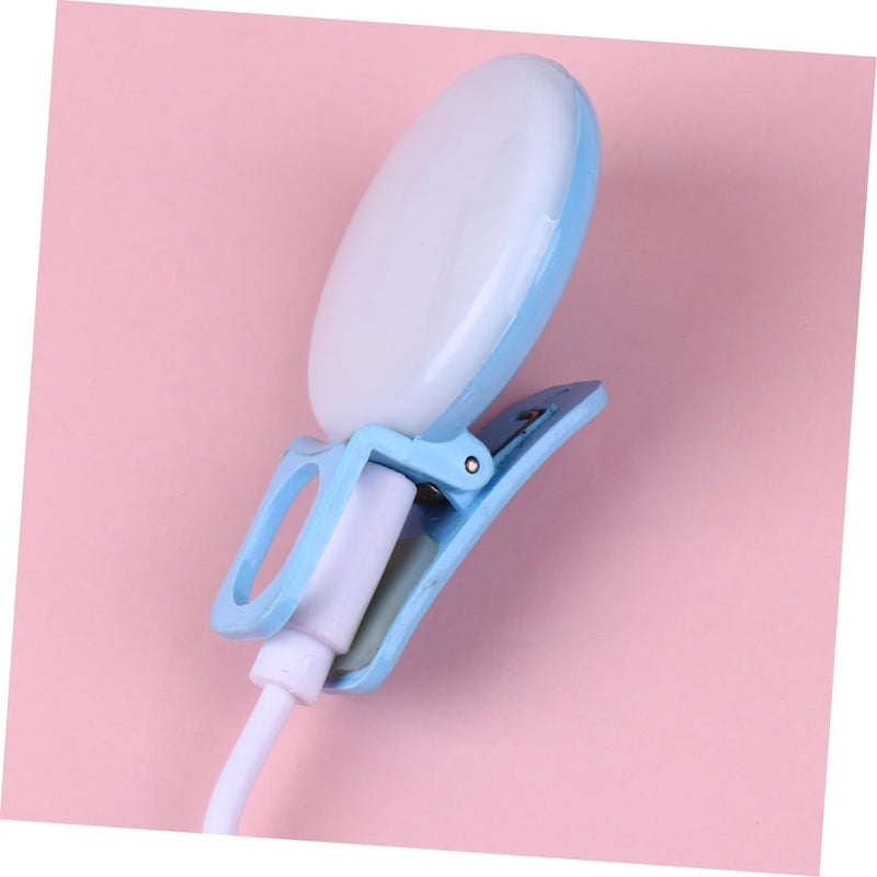 Portable LED Selfie Ring Lamp Mini Fill Light With Clip For Phone Laptop Blue - Image 4