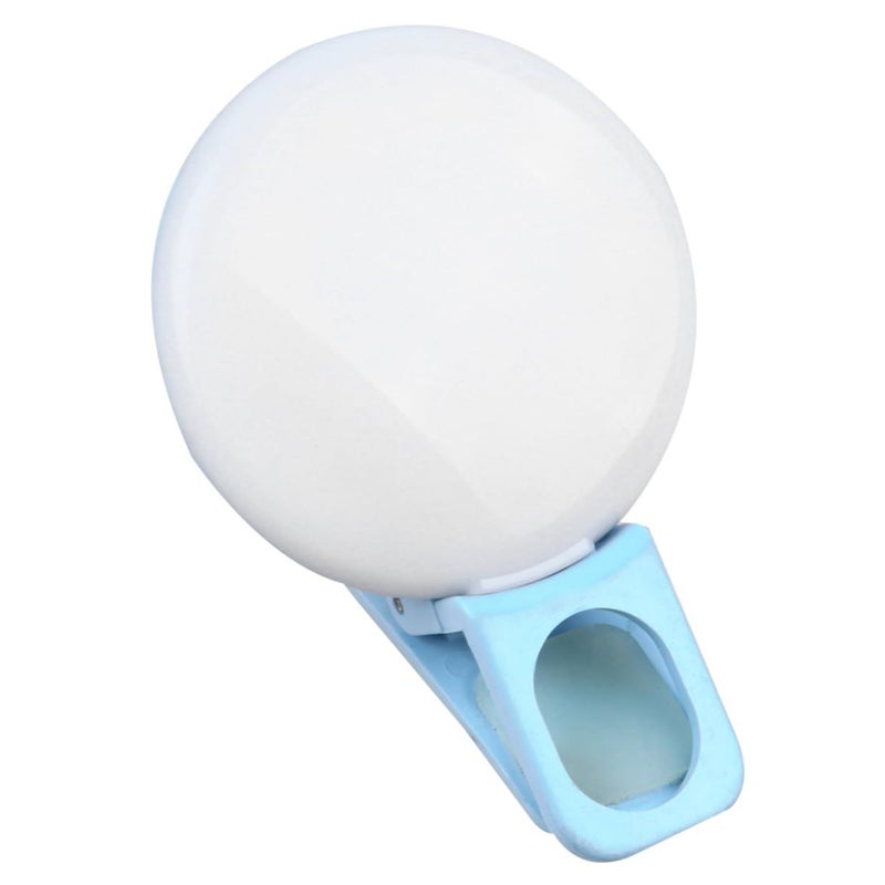 Portable LED Selfie Ring Lamp Mini Fill Light With Clip For Phone Laptop Blue - Image 2