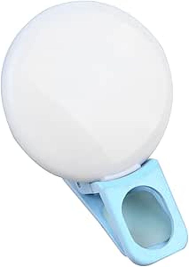 Portable LED Selfie Ring Lamp Mini Fill Light With Clip For Phone Laptop Blue - Image 1