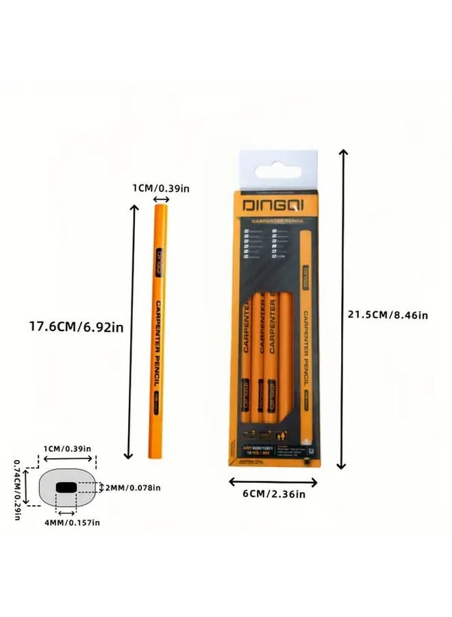 Orange Carpenter Pencils 12 Pcs Box Thick 2mm Lines For Woodworking Drafting - Image 5