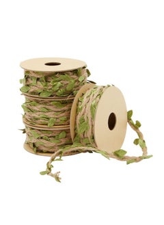 Juvale Burlap Leaf Ribbon Jungle Party Safari Party Fairy Party Enchanted Forest Decor Vines For Crafts (4 Rolls 65.6 Ft Total)  - Image 1