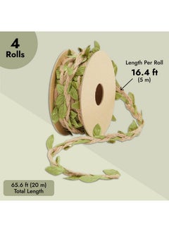 Juvale Burlap Leaf Ribbon Jungle Party Safari Party Fairy Party Enchanted Forest Decor Vines For Crafts (4 Rolls 65.6 Ft Total)  - Image 3