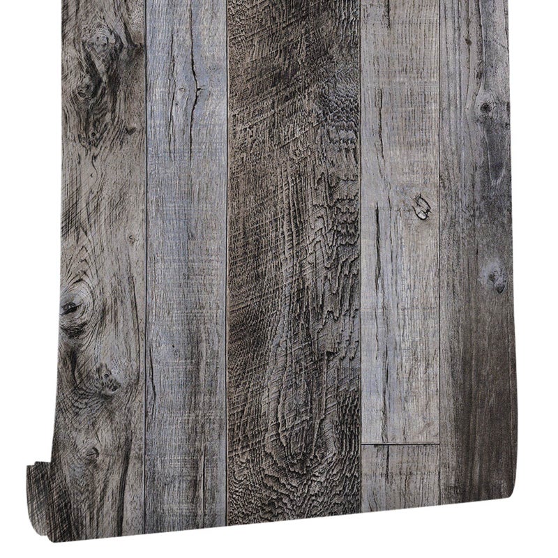 Yun-aeon Yunaeon Gray Wood Peel and Stick Wallpaper 173 X 200Self Adhesive Wallpaper Backsplash Line Removable Wall Paper Bathroom Old Furniture Renovation Furniture - Image 2