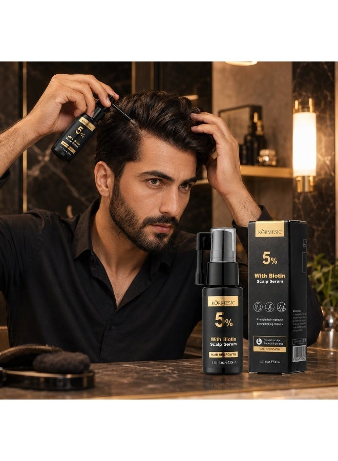 Kormesic سيروم مينوكسيديل للعناية بفروة الرأس بحجم 30 مل، تركيبة خفيفة لجذور الشعر والشعر الخفيف المظهر - Image 2