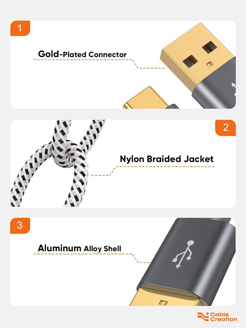 CableCreation كابل USB A إلى USB C بطول 6 قدم، كابل مضفر، شحن سريع 3A 60 واط، بيانات 480 ميجابت في الثانية، متوافق مع MacBook Air وPixel وGalaxy S23 S22 S21، إلخ، 2 متر رمادي فضائي - Image 3
