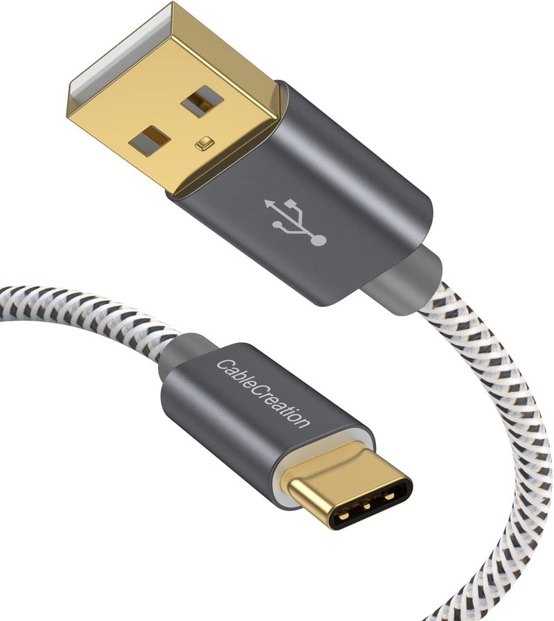 CableCreation كابل USB A إلى USB C بطول 6 قدم، كابل مضفر، شحن سريع 3A 60 واط، بيانات 480 ميجابت في الثانية، متوافق مع MacBook Air وPixel وGalaxy S23 S22 S21، إلخ، 2 متر رمادي فضائي - Image 1
