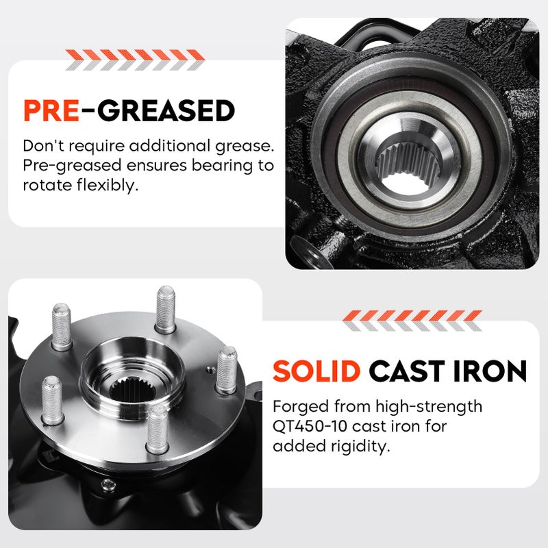 AEagle Front Left Steering Knuckle & Wheel Bearing Hub Assembly for Honda Civic 2006 2007 2008 2009 2010 2011, without Si MUGEN Si Model, 698-451 698451 44300SNA952 44300TR0951, Driver Side - Image 2