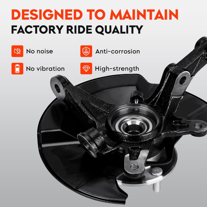 AEagle Front Left Steering Knuckle & Wheel Bearing Hub Assembly for Honda Civic 2006 2007 2008 2009 2010 2011, without Si MUGEN Si Model, 698-451 698451 44300SNA952 44300TR0951, Driver Side - Image 3