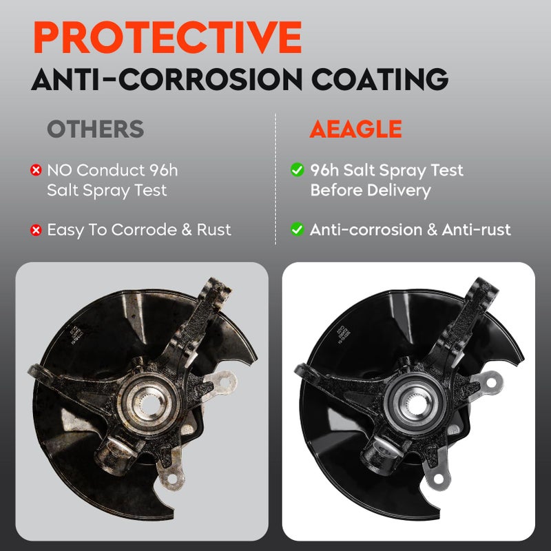 AEagle Front Left Steering Knuckle & Wheel Bearing Hub Assembly for Honda Civic 2006 2007 2008 2009 2010 2011, without Si MUGEN Si Model, 698-451 698451 44300SNA952 44300TR0951, Driver Side - Image 4