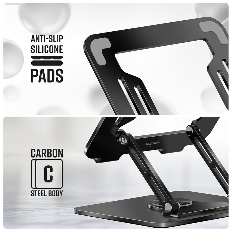 ZEBRONICS ZEBRONICS NS3000 PRO 360 Rotatable Laptop Stand Supports up to 17 43cm Laptops Tablets Supports Max 5kg Carbon Steel with Anti Rust Body AntiSlipScratch Silicone Pads  - Image 5