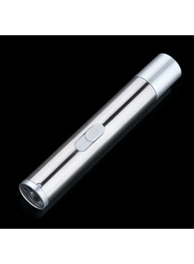 Led Flashlight Mini Portable Torch Lamp Silver 11.50*1.50*1.50cm - Image 2