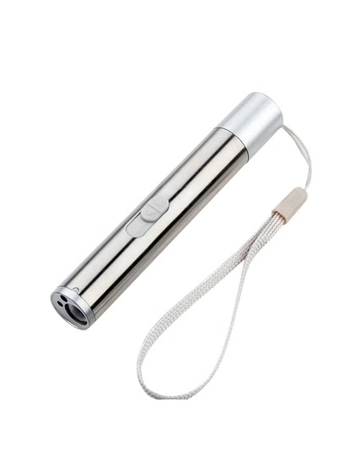 Led Flashlight Mini Portable Torch Lamp Silver 11.50*1.50*1.50cm - Image 1